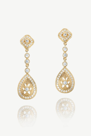 Ivory & Co Gold Moonstruck Crystal Pave Vintage Earrings