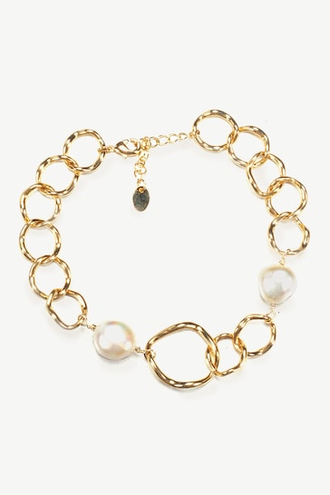 Ivory & Co Gold Caprice And Pearl Hoop Bracelet