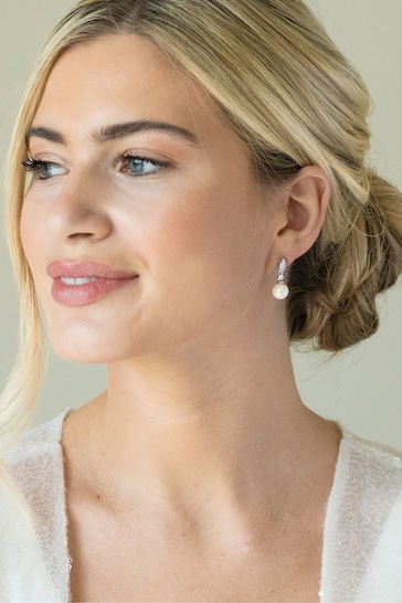 Ivory & Co Silver Dublin Crystal And Pearl Drop Earring
