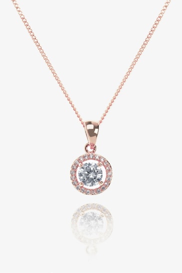 Ivory & Co Rose Gold Balmoral Crystal Dainty Pendant