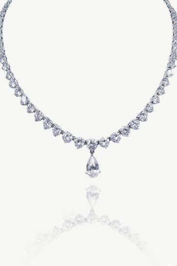 Ivory & Co Silver Imperial Crystal Teardrop Necklace