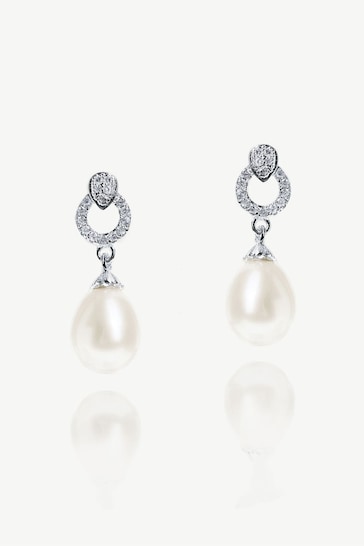 Ivory & Co Silver Stockholm And Pearl Circle Drop Earrings