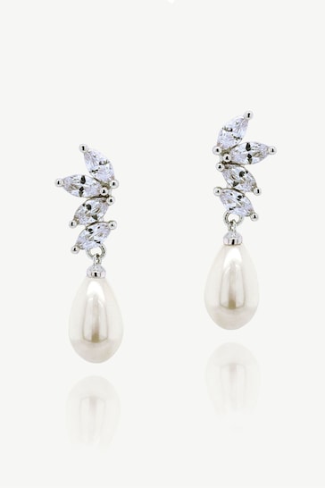 Ivory & Co Silver Ashbourne R Classic Crystal And Pearl Drop Earrings