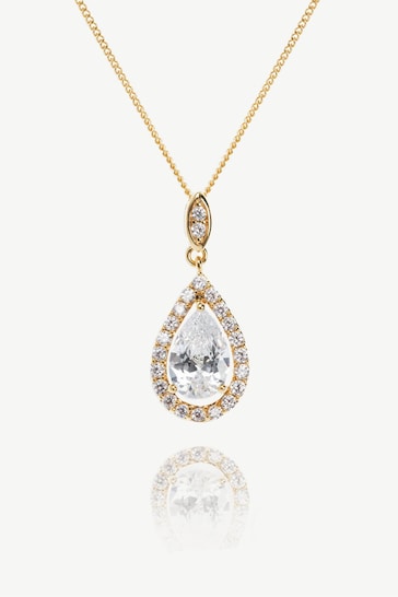Ivory & Co Gold Belmont And Crystal Teardrop Pendant