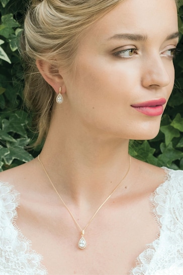 Ivory & Co Gold Belmont And Crystal Teardrop Set