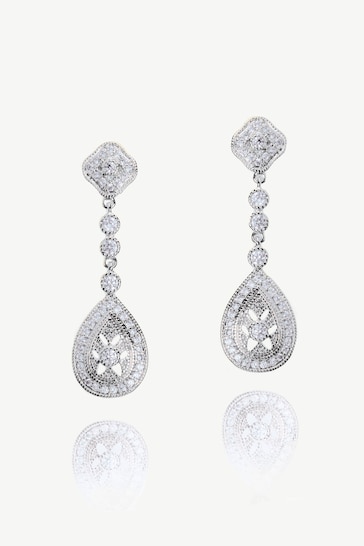 Ivory & Co Silver Moonstruck Crystal Pave Vintage Earrings