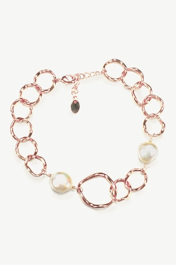 Ivory & Co Rose Gold Caprice And Pearl Hoop Bracelet