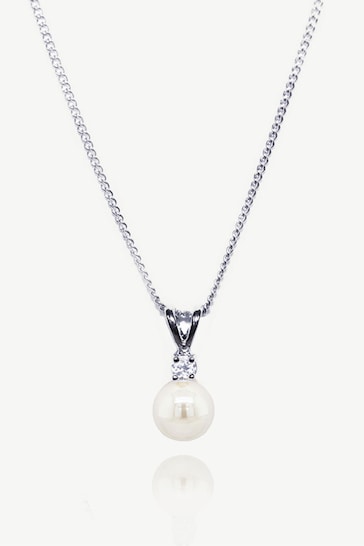 Ivory & Co Silver Classic Crystal And Pearl Pendant