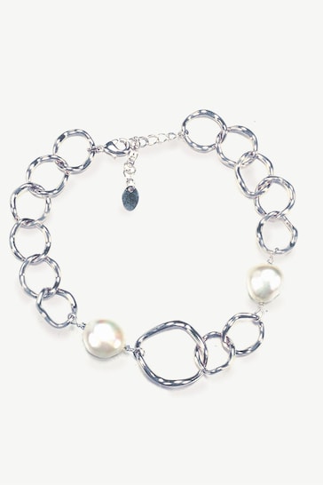 Ivory & Co Silver Caprice And Pearl Hoop Bracelet