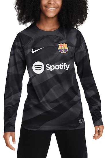 Nike Black Barcelona Goalkeeper Stadium Shirt Long Sleeve 2023-24 Kids