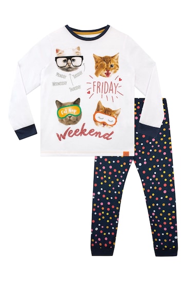 Harry Bear White Cat Pyjamas