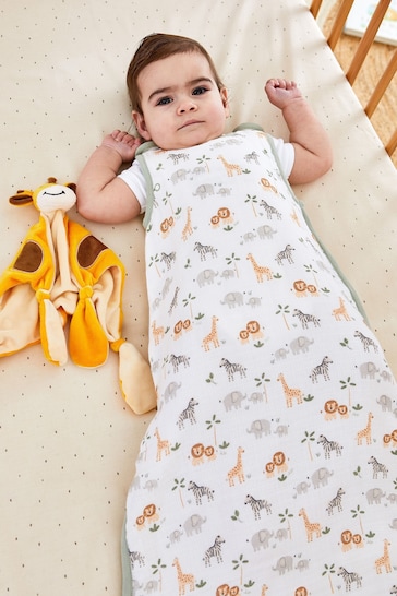JoJo Maman Bébé Soft Safari 1 Tog Baby Muslin Sleeping Bag