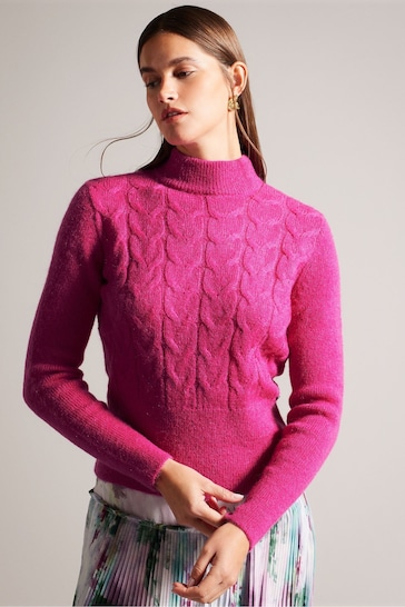 Ted Baker Pink Veolaa Cable Knit Sweater