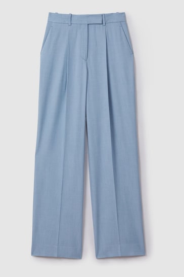 Reiss Blue June Petite Wide Leg Suit Trousers with TENCEL™ Fibers