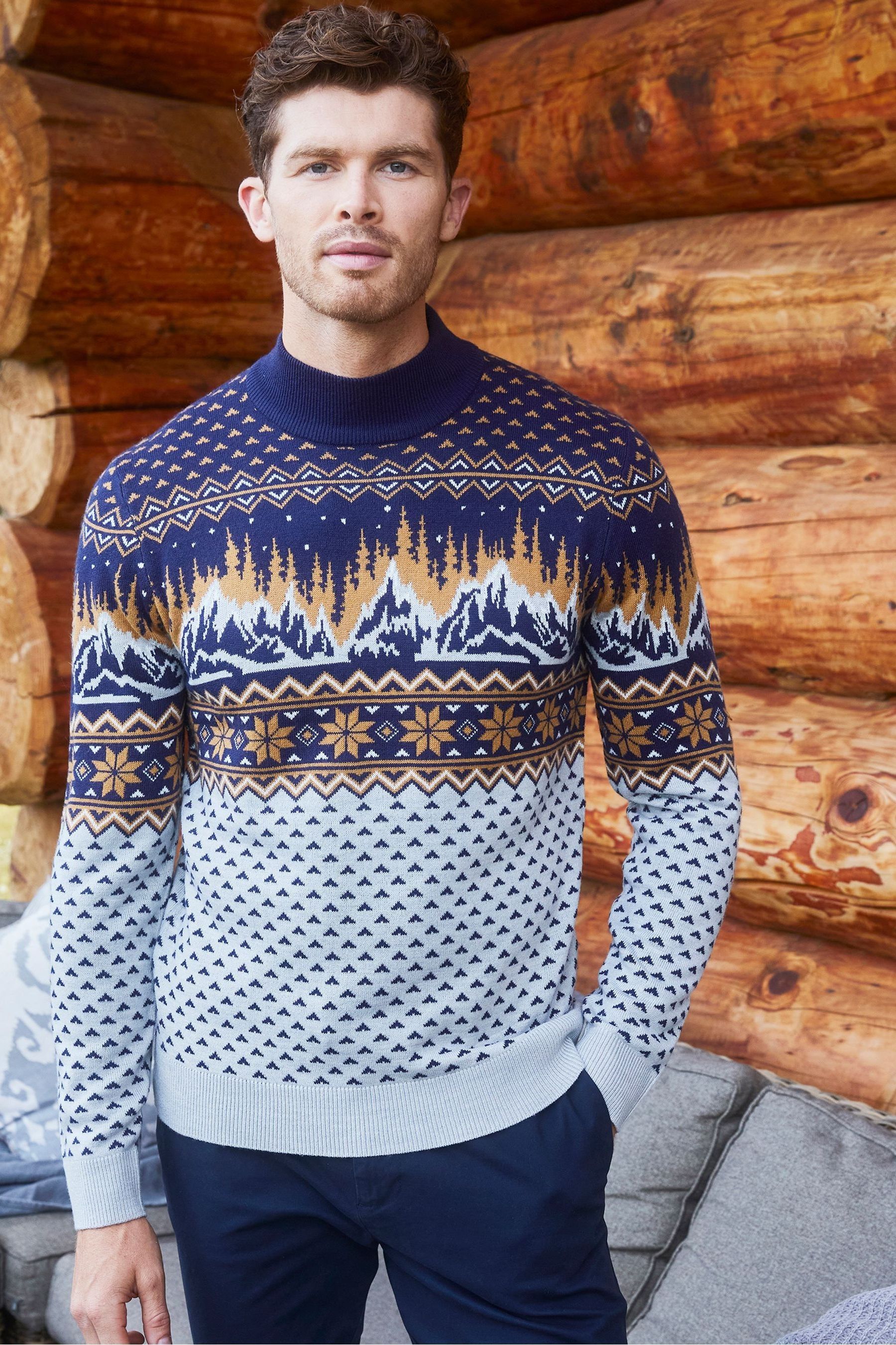 Buy Threadbare Grey Turtle Neck Christmas Jumper from the Next UK