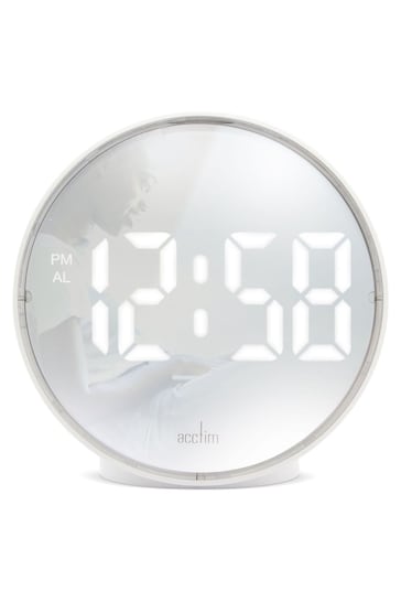 Acctim Clocks White Il Giro Round LED Alarm Clock with USB