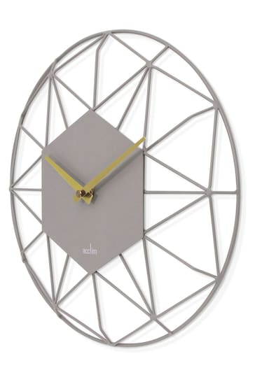 Acctim Clocks Owl Grey Alva 30cm Metal Wire Wall Clock