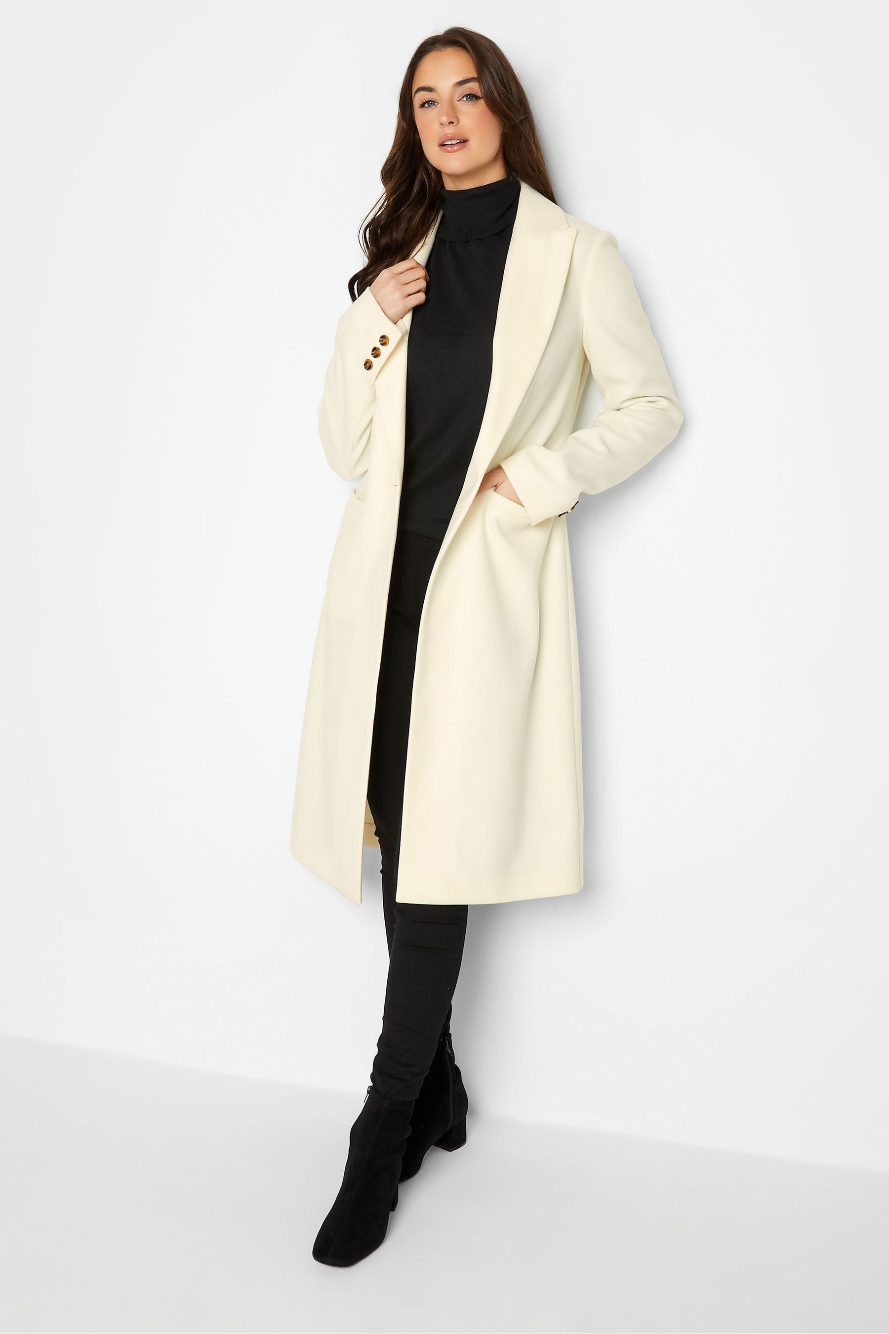 Cream top midi coat