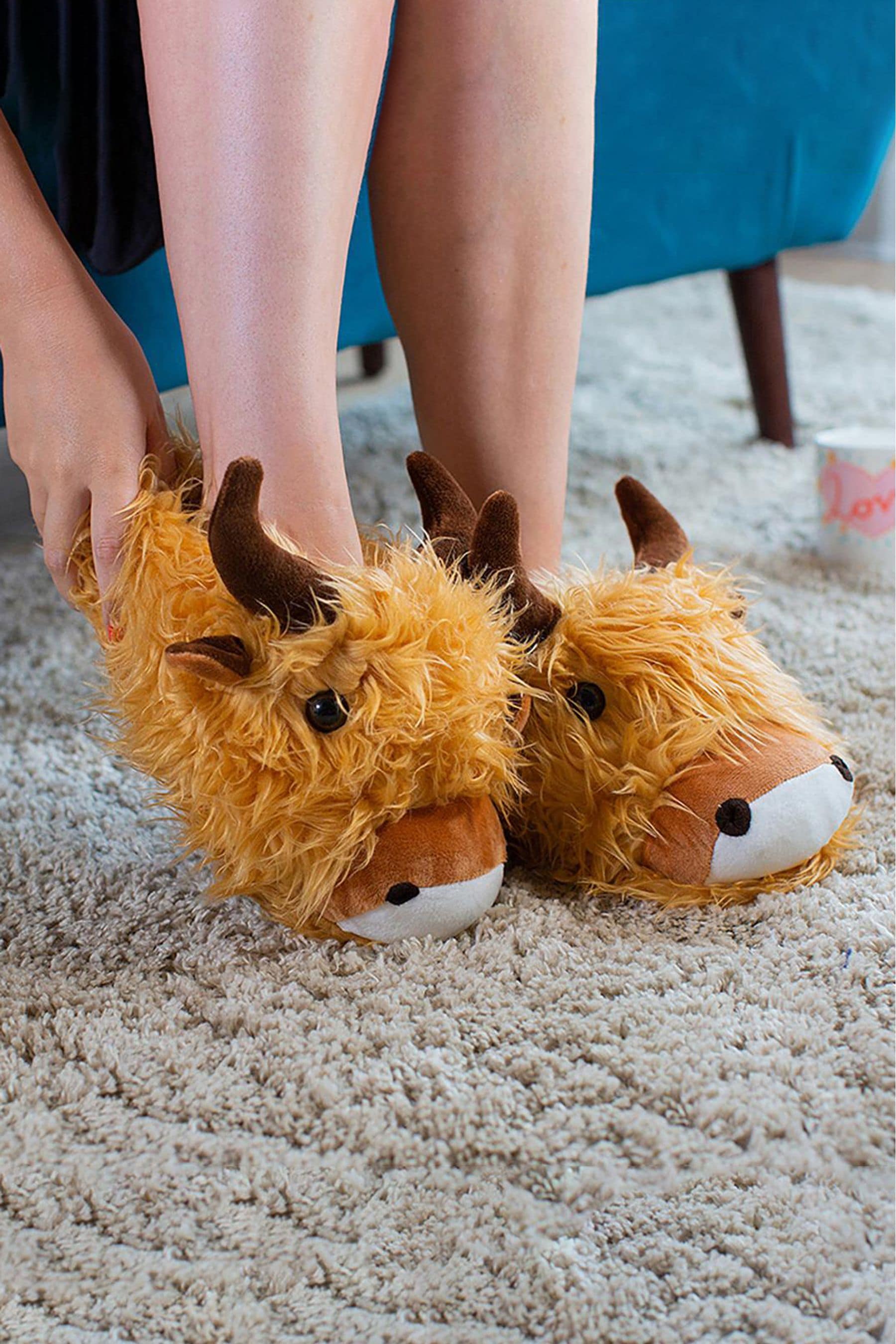 Fluffy hot sale cow slippers
