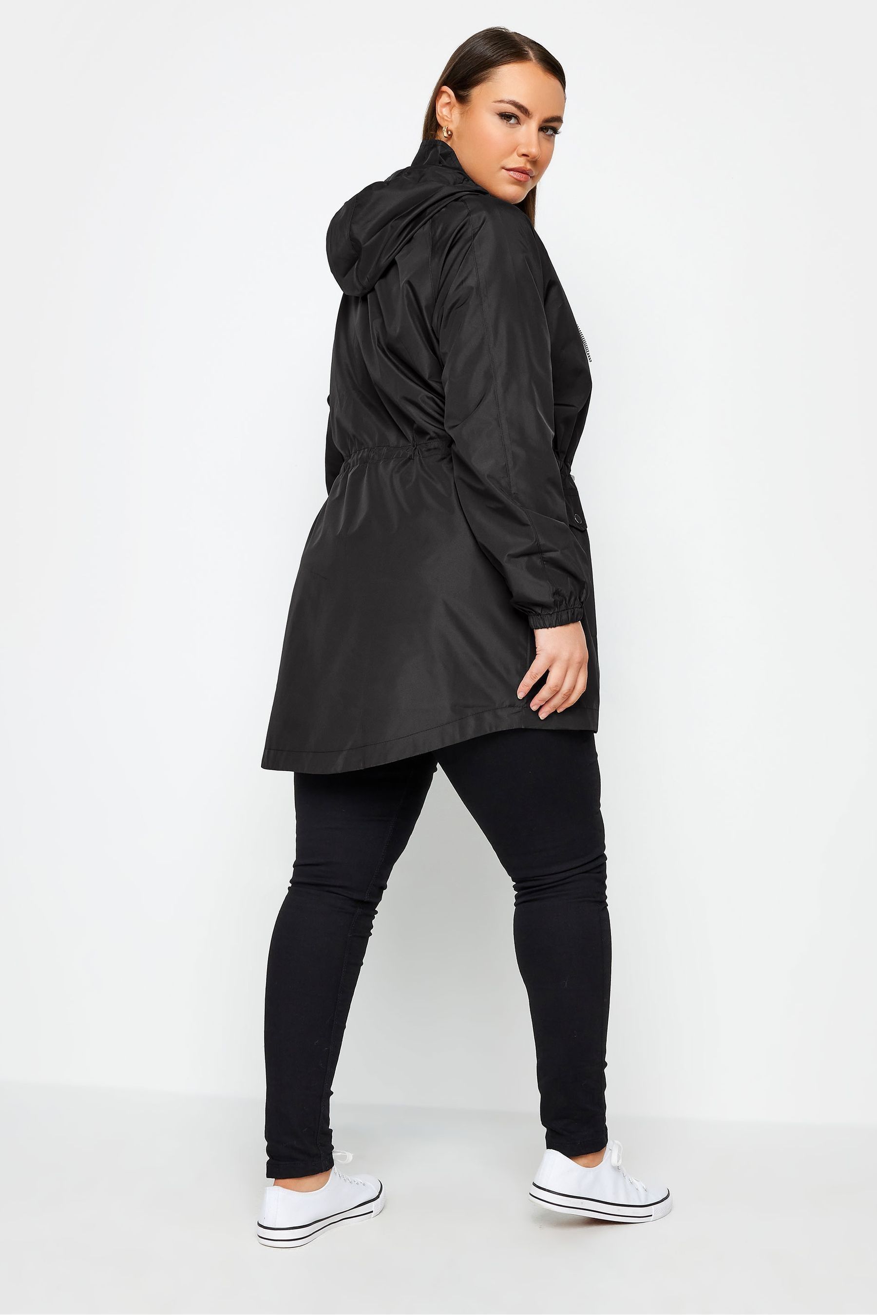 Yours Curve Black Showerproof Lightweight Parka