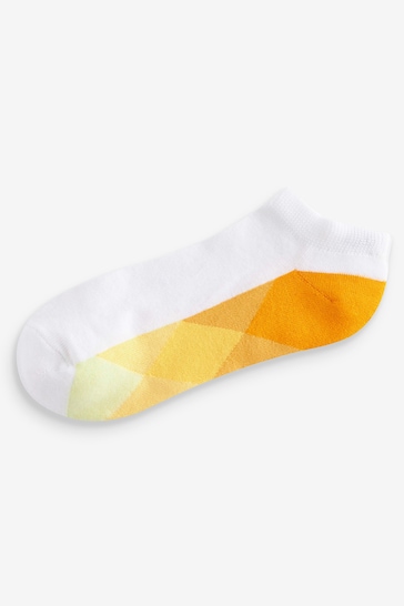 White/Bright Geo 10 Pack Cushioned Trainers Socks