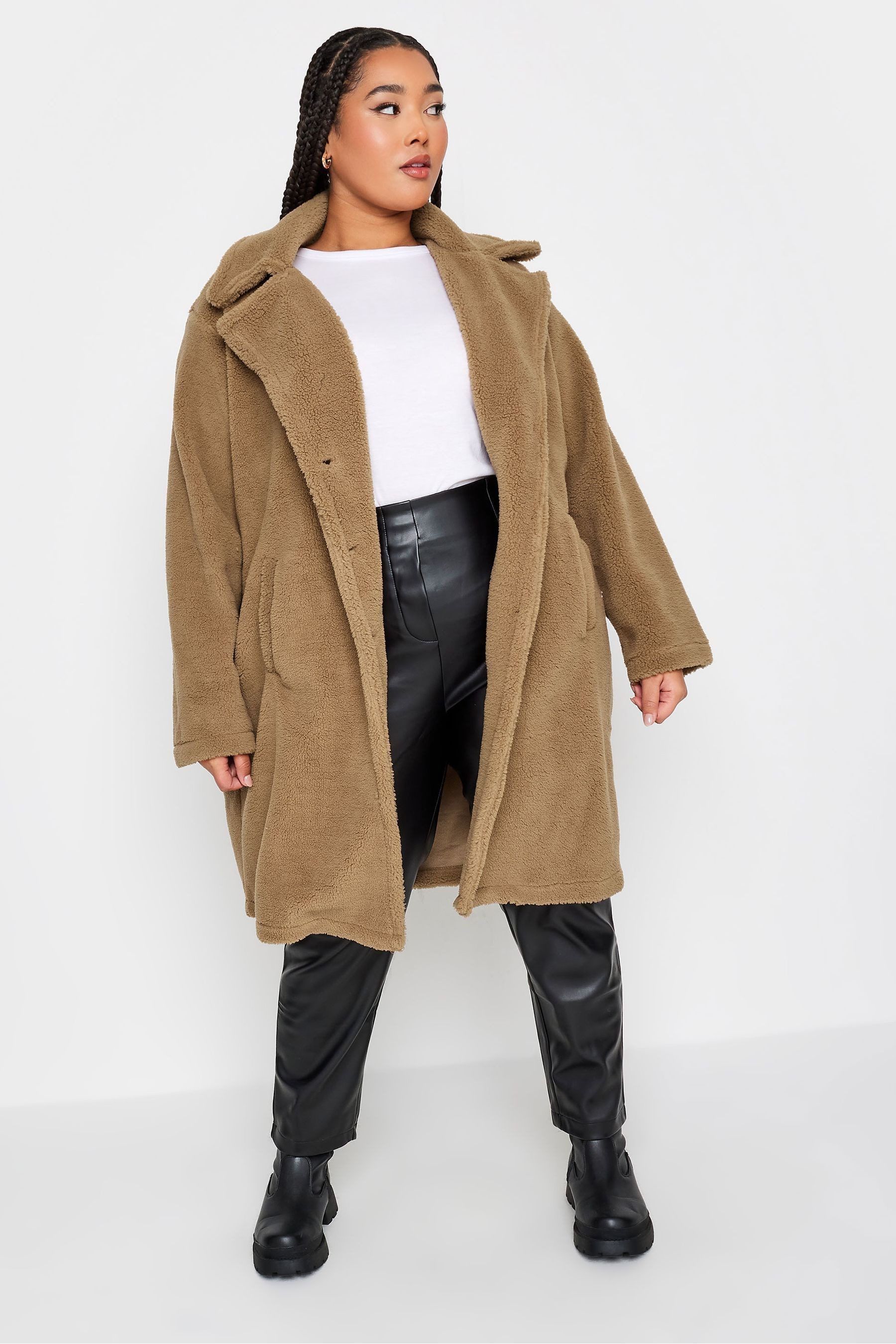 Khaki faux fur coat hotsell