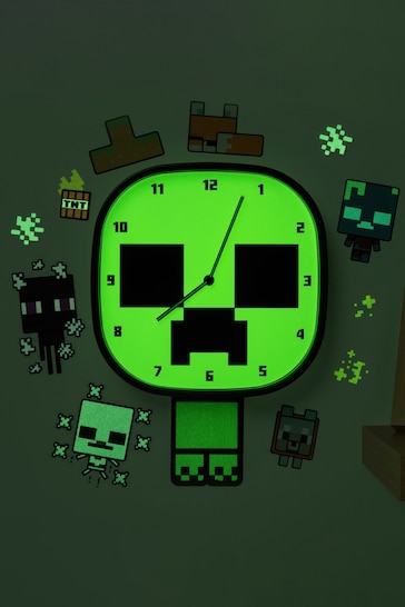 Minecraft Creeper Glow In The Dark Wall Clock