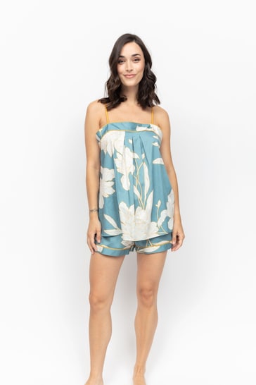 Fable and Eve Blue Floral Print Strappy Cami and Shorts Set