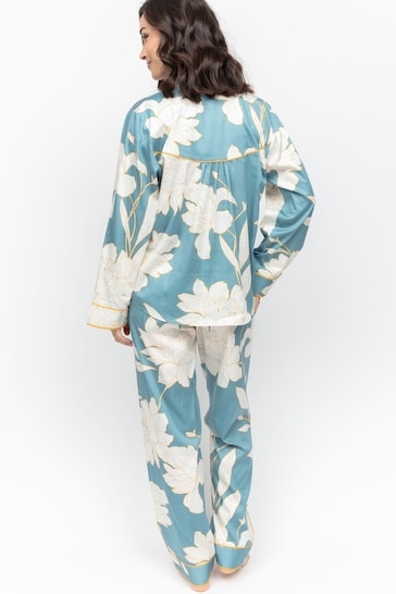 Fable and Eve Blue Floral Print Long Sleeve Pyjamas Set