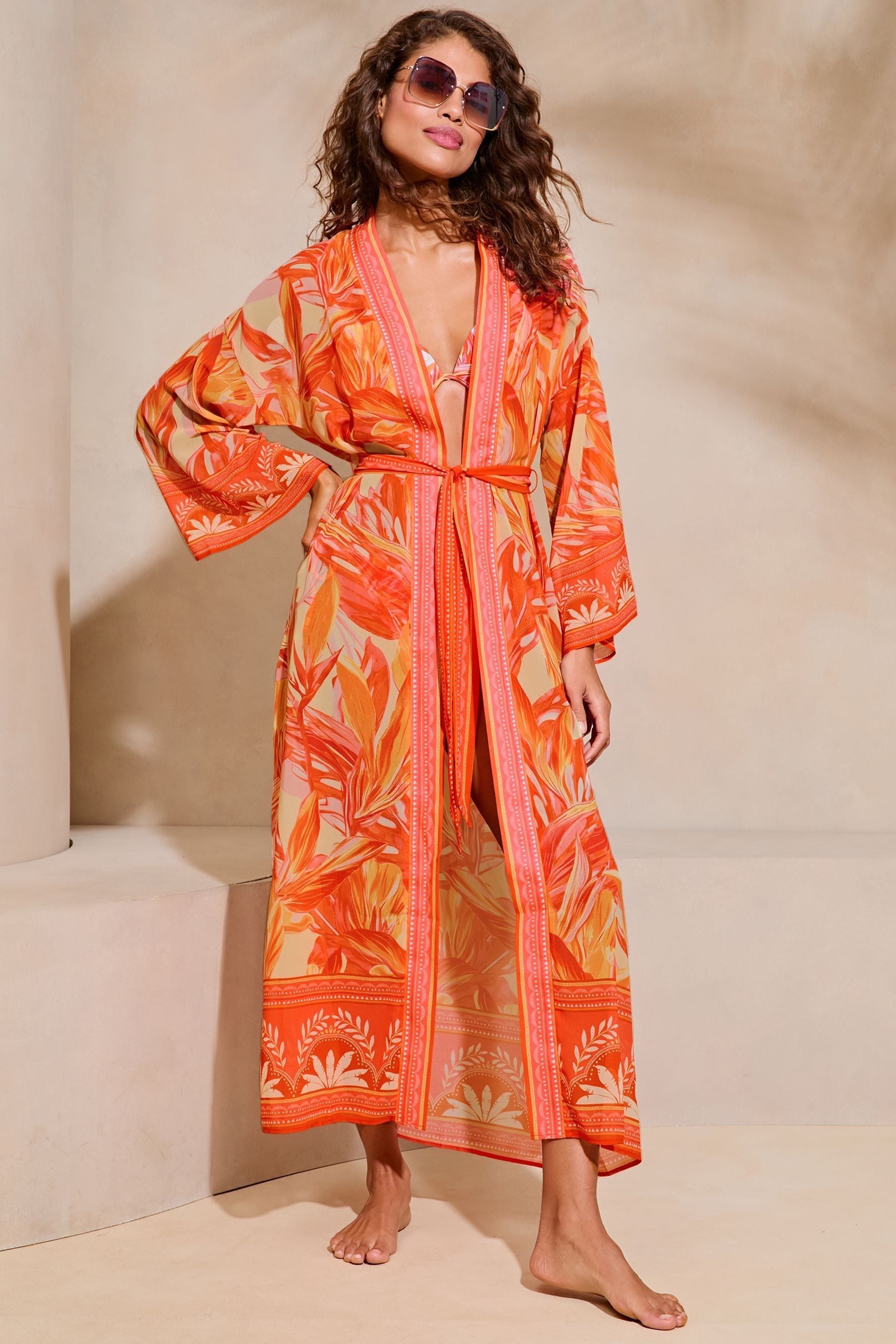 Buy Lipsy Orange Chiffon Printed Tie Kimono from the Next UK online shop