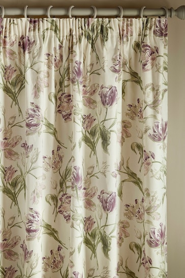 Laura Ashley Purple Gosford Lined Lined Pencil Pleat Curtains