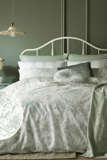 Laura Ashley Sage Tuileries Duvet Cover and Pillowcase Set