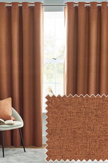 Furn Brick Dawn 100% Blackout Thermal Eyelet Curtains