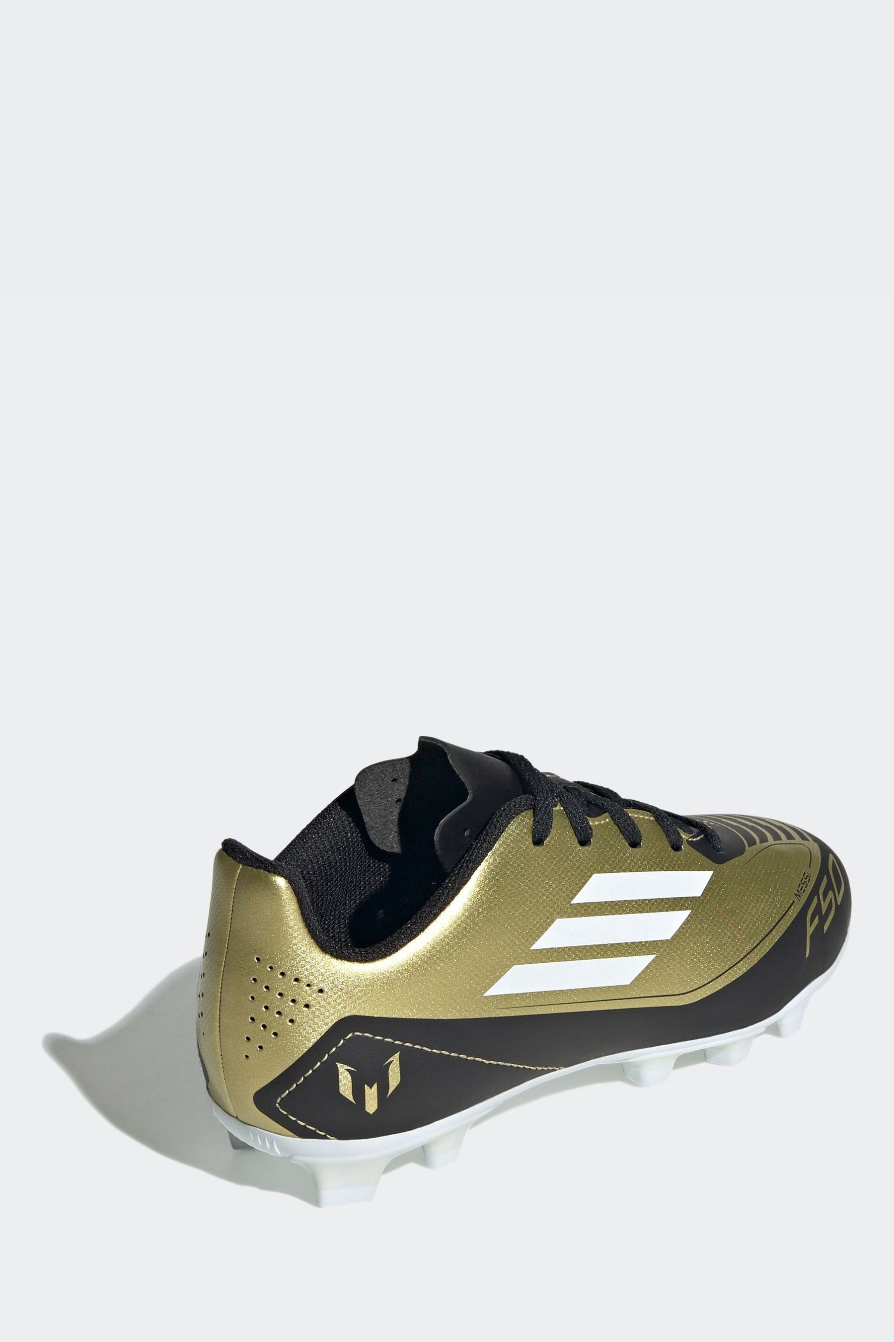 adidas Gold White Messi F50 Kids Club Flexible Ground Football Boots