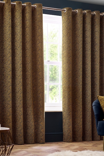 Riva Paoletti Gold Galaxy Chenille Eyelet Curtains