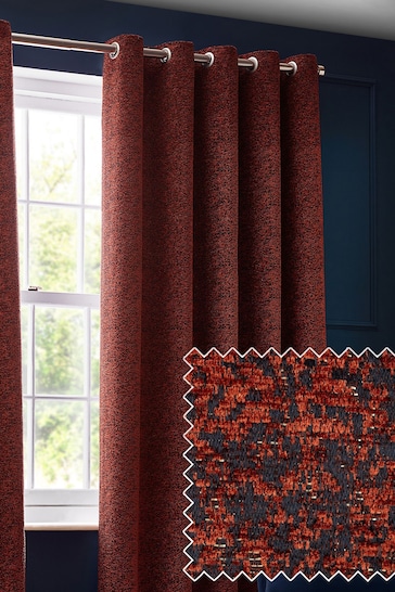 Riva Paoletti Copper Galaxy Chenille Eyelet Curtains