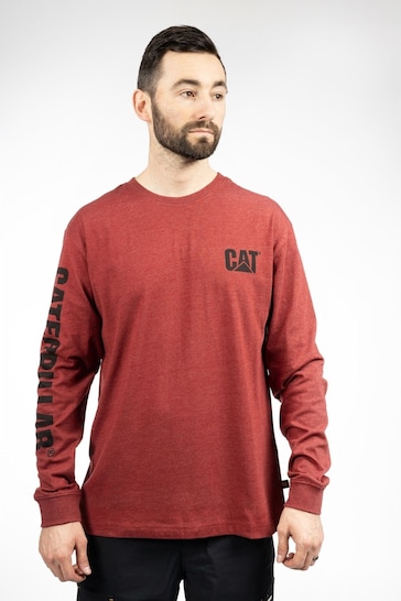 Caterpillar Red Trademark Banner Long Sleeve T-Shirt