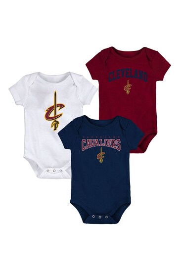 Fanatics Blue NBA Cleveland Cavaliers 3 Piece Bodysuit Set Newborn