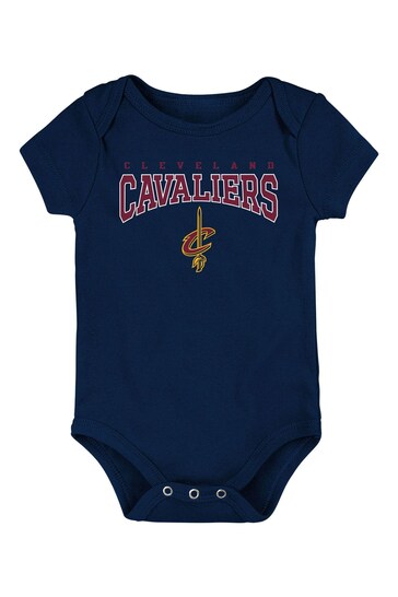 Fanatics Blue NBA Cleveland Cavaliers 3 Piece Bodysuit Set Newborn