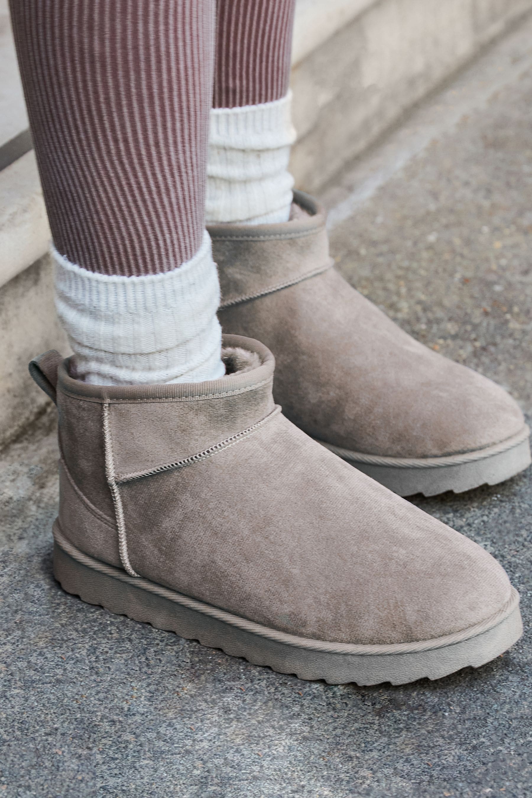 Grey faux hot sale suede boots