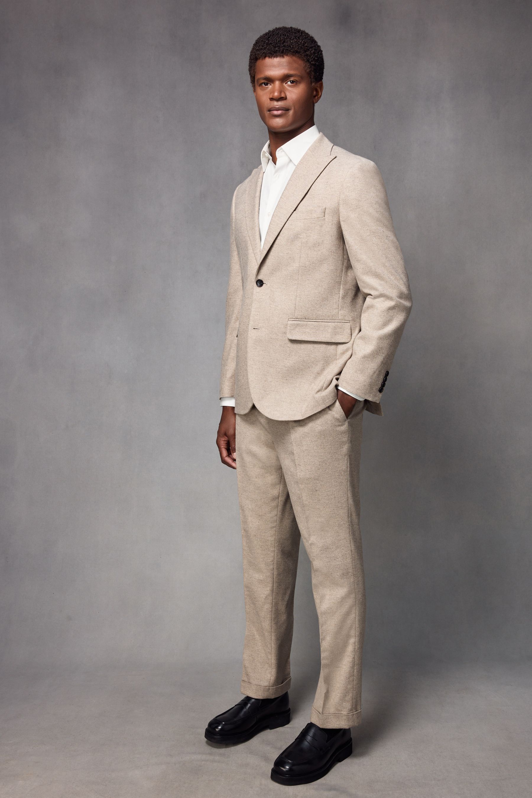 Buy Neutral Wool Blend Herringbone Suit Jacket from the Next UK online shop