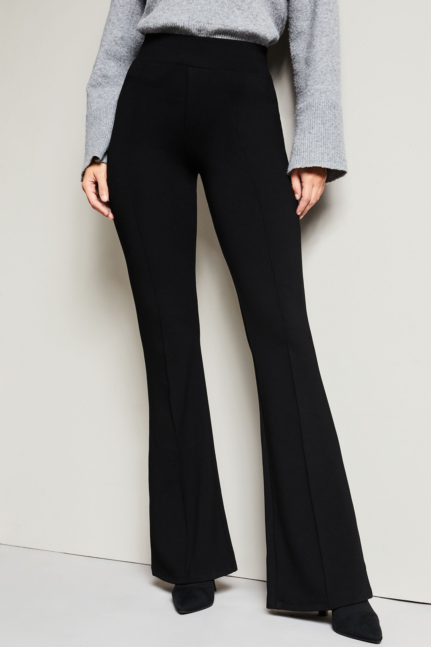 Black high waisted flared trousers outlet