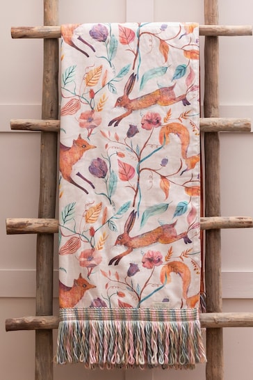 Voyage Linen Leaping Into The Fauna Throw