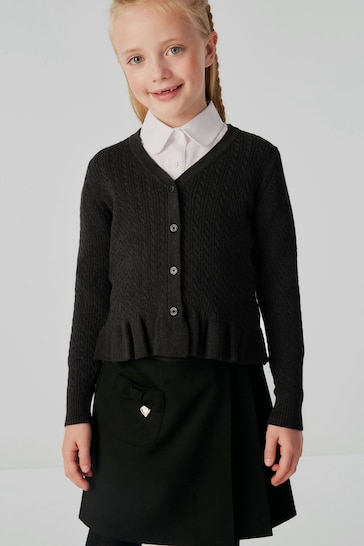 Clarks Black School Cable Knit Cardigan