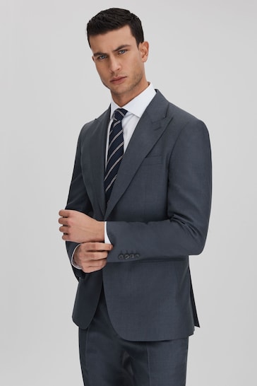 Reiss Airforce Blue Humble Slim Fit Single Breasted Wool Blazer