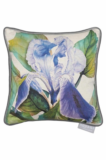 Voyage Cornflower Darwen Floral Piped Cushion