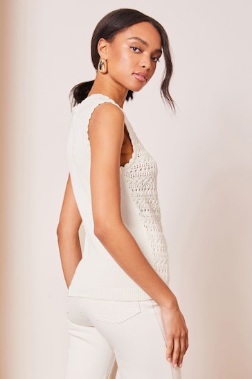 Lipsy Ivory White Crochet Knitted Sleeveless Vest Top