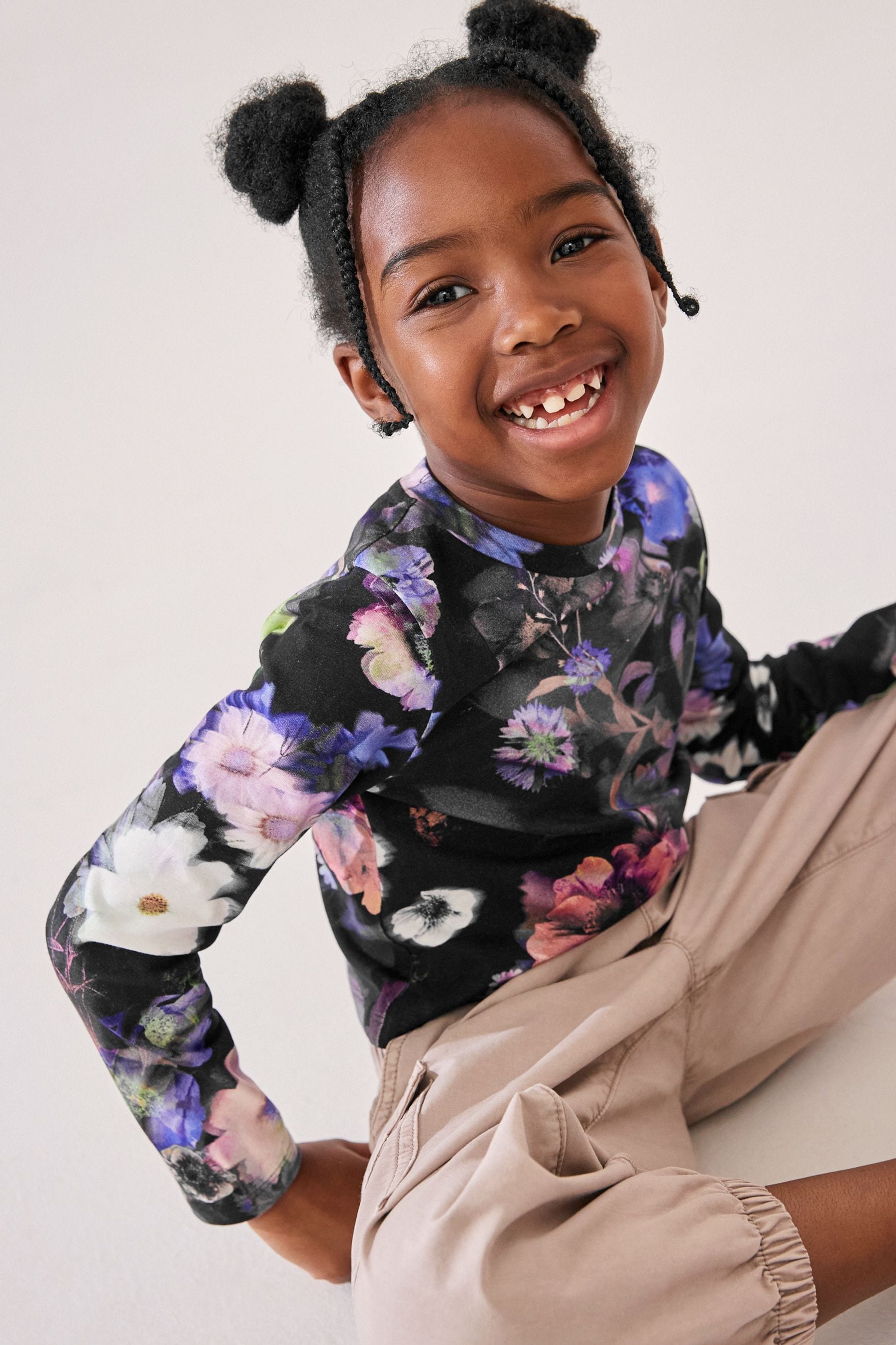 Black floral sweatshirt hot sale