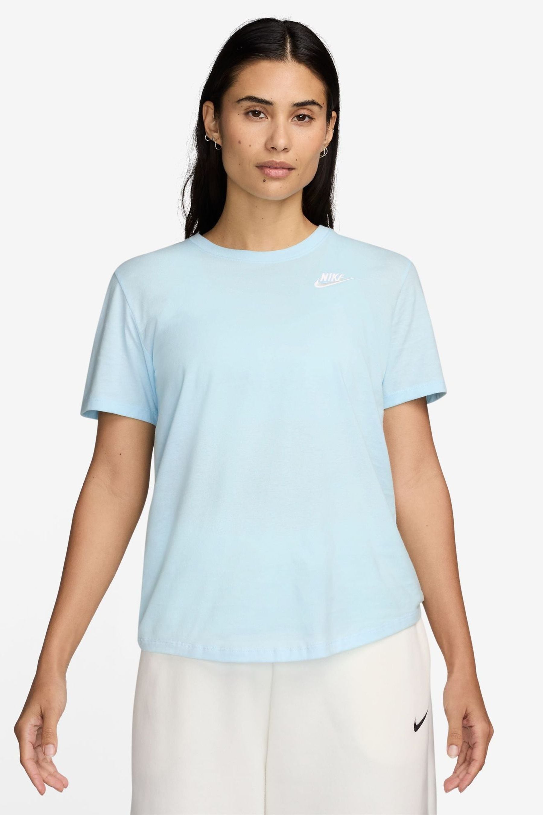 Buy Nike Light Blue 100 Cotton Sportswear Club Essentials T Shirt from the Next UK online shop