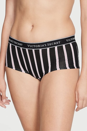 Victoria's Secret Black Classic Stripe Short Logo Knickers
